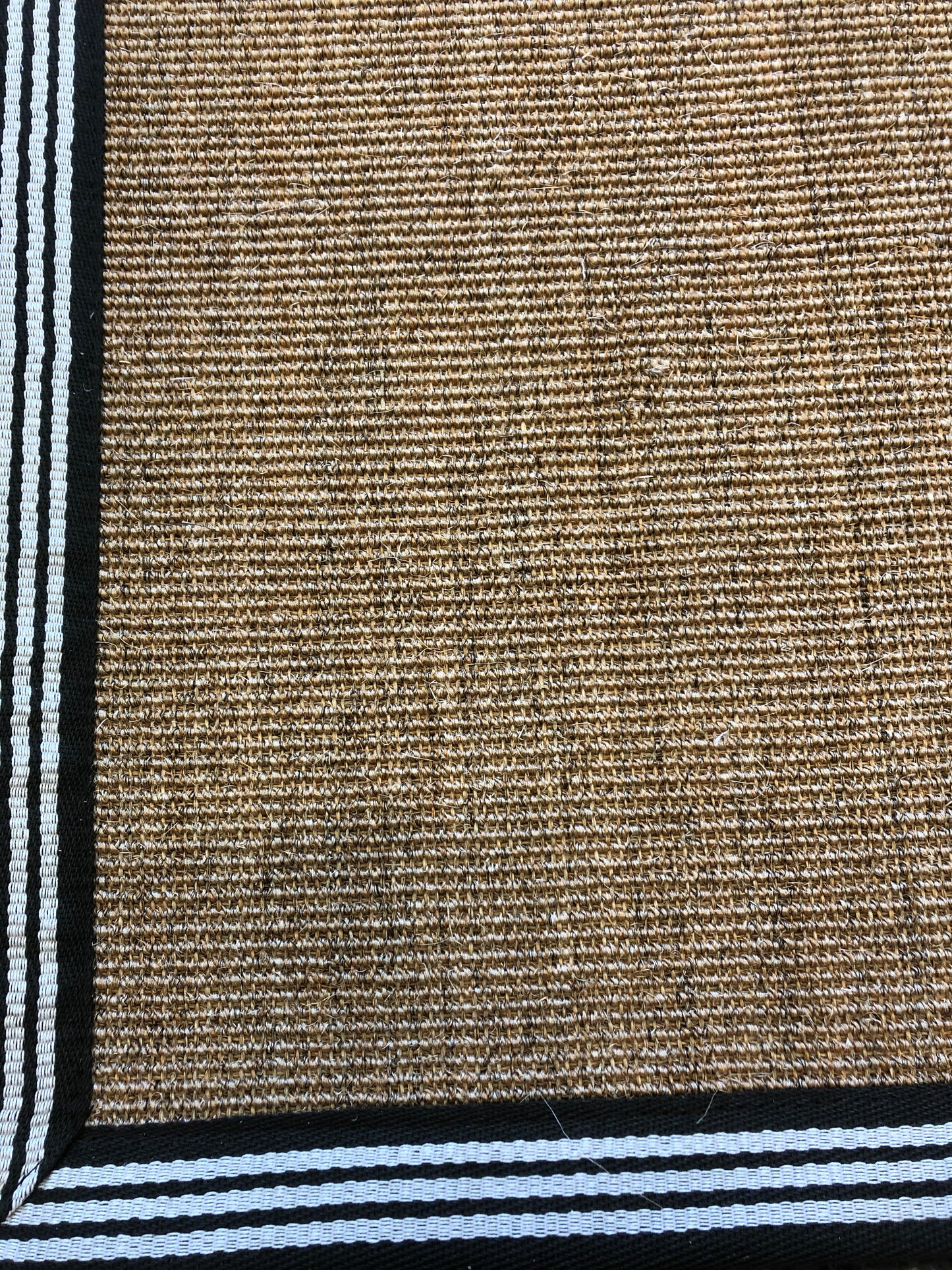 Natural Sisal Rug with Black Striped Linen Binding 120 x 180 cm