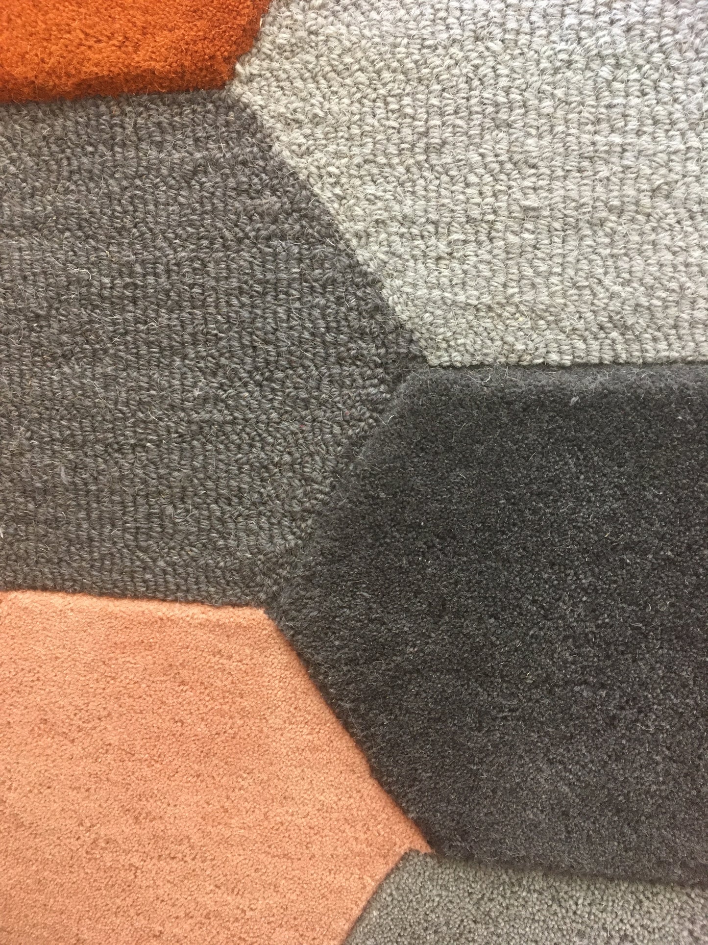 Multi coloured Hexagon 100% Wool 120 x 170 cm