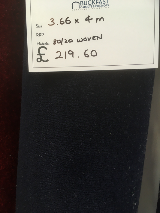 Dark Blue Wool Rich Woven 3.66 x 4 m