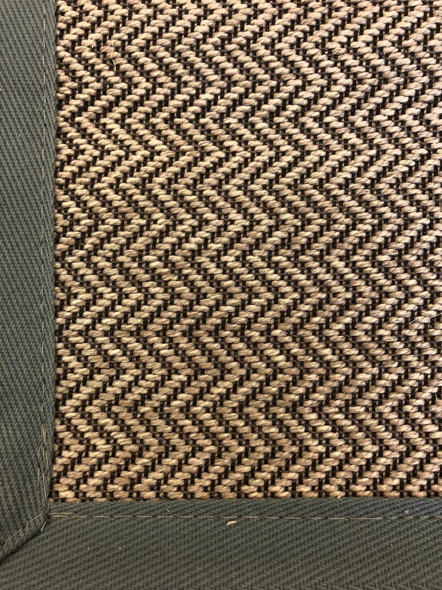 Unique Wool Rug with Teal Blue Linen Binding 120 x 180 cm