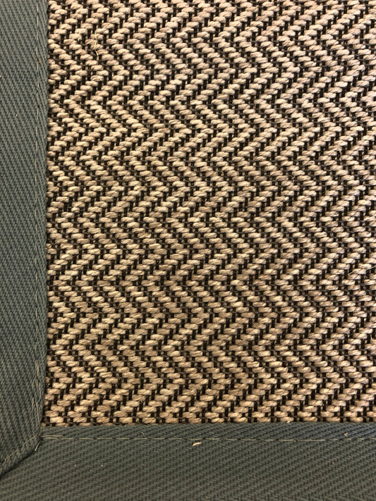 Unique Wool Rug with Teal Blue Linen Binding 120 x 180 cm