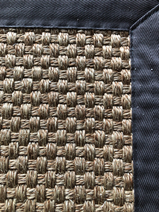 Natural Sisal with Dark Grey Linen Binding 120 x 180 cm