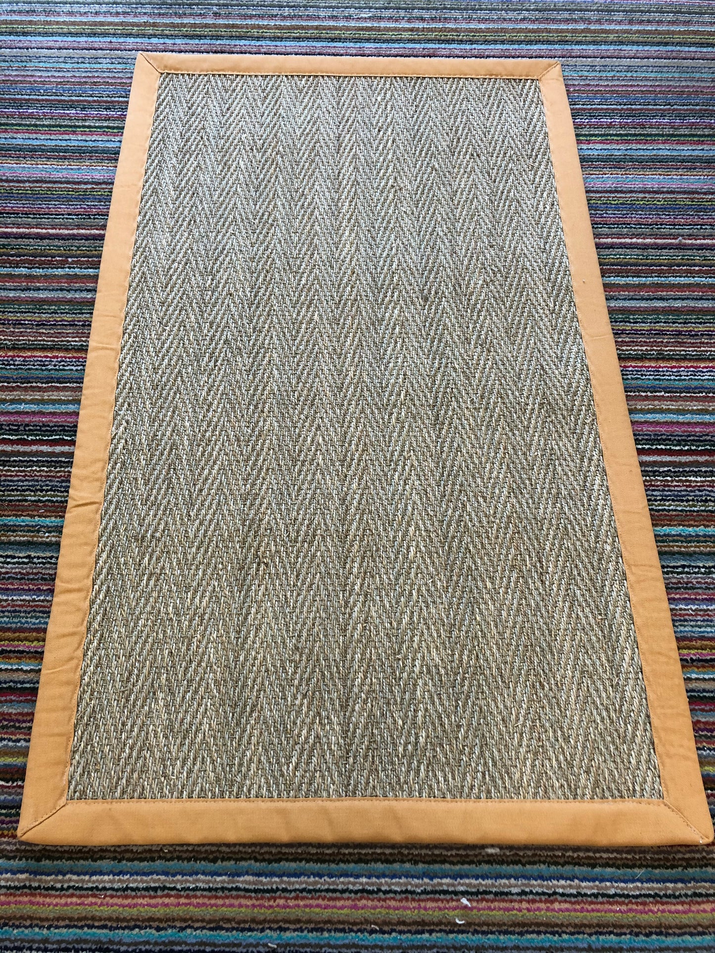 Seagrass Rug with Yellow Linen Binding 150 x 100 cm