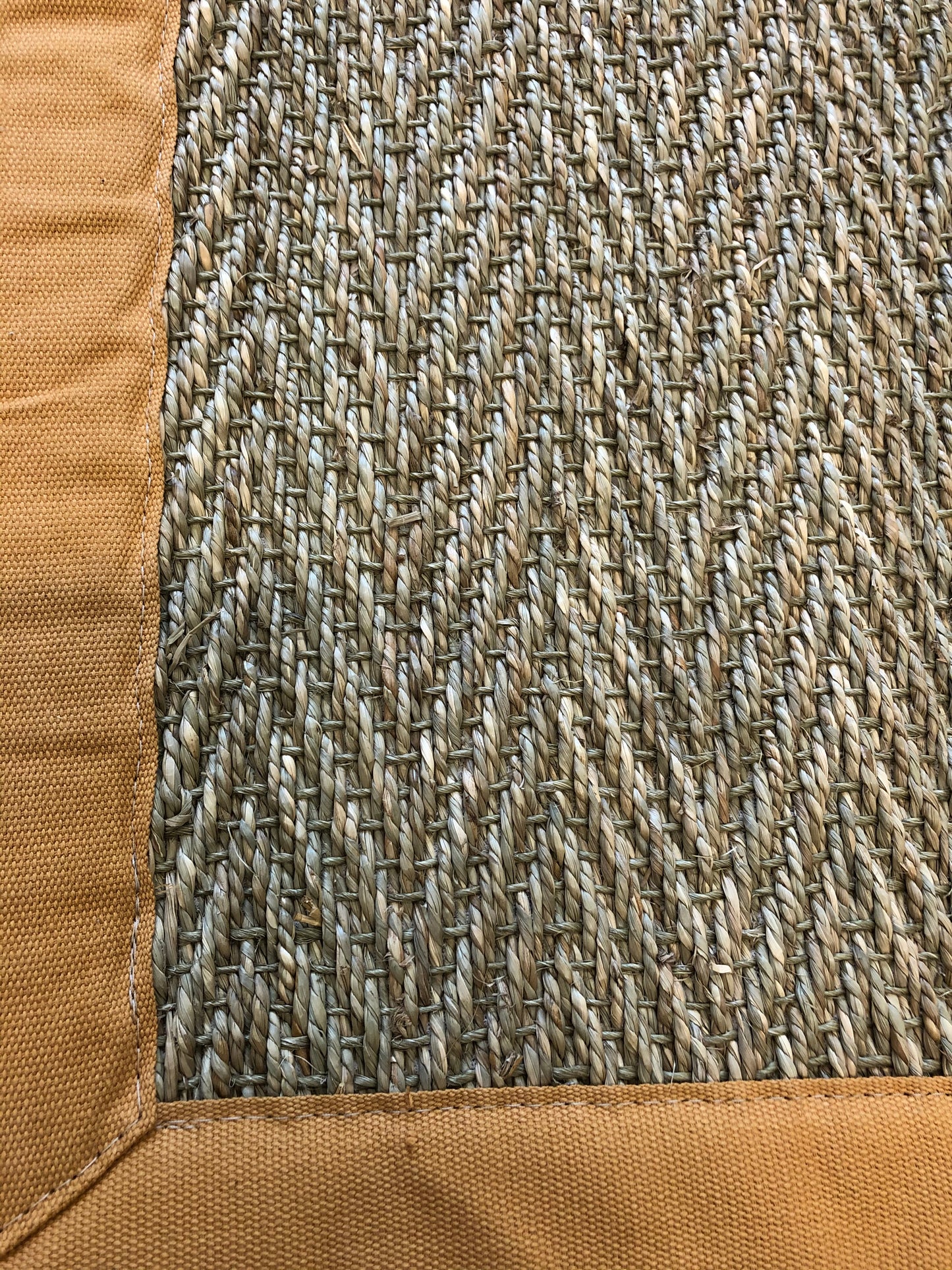 Seagrass Rug with Yellow Linen Binding 150 x 100 cm