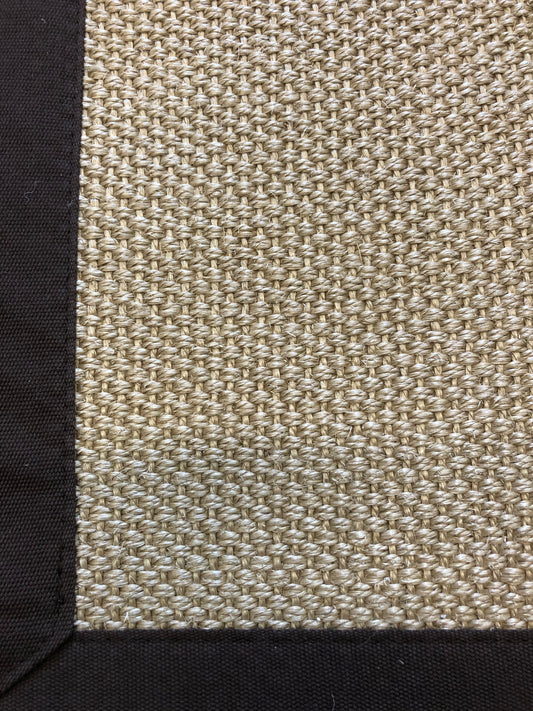 Pale Sisal Rug with Contrasting Brown Linen Binding 150 x 100 cm