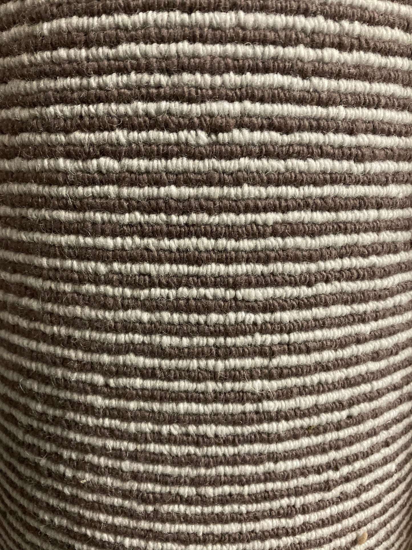 Cream And Taupe 100% Wool Loop Stripe 4.85 x 4 m