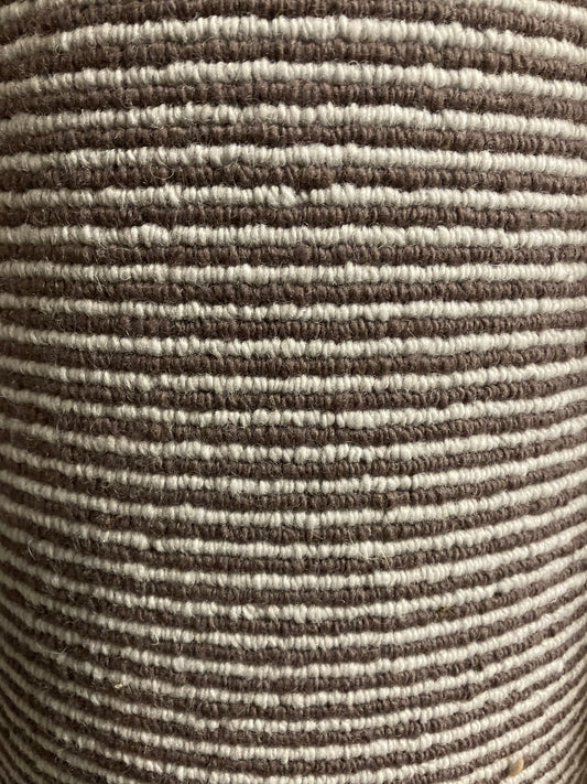 Cream And Taupe 100% Wool Loop Stripe 4.85 x 4 m