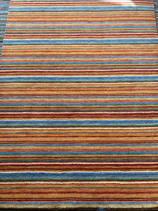 Multicoloured 100% Wool Striped 120 x 180 cm rug