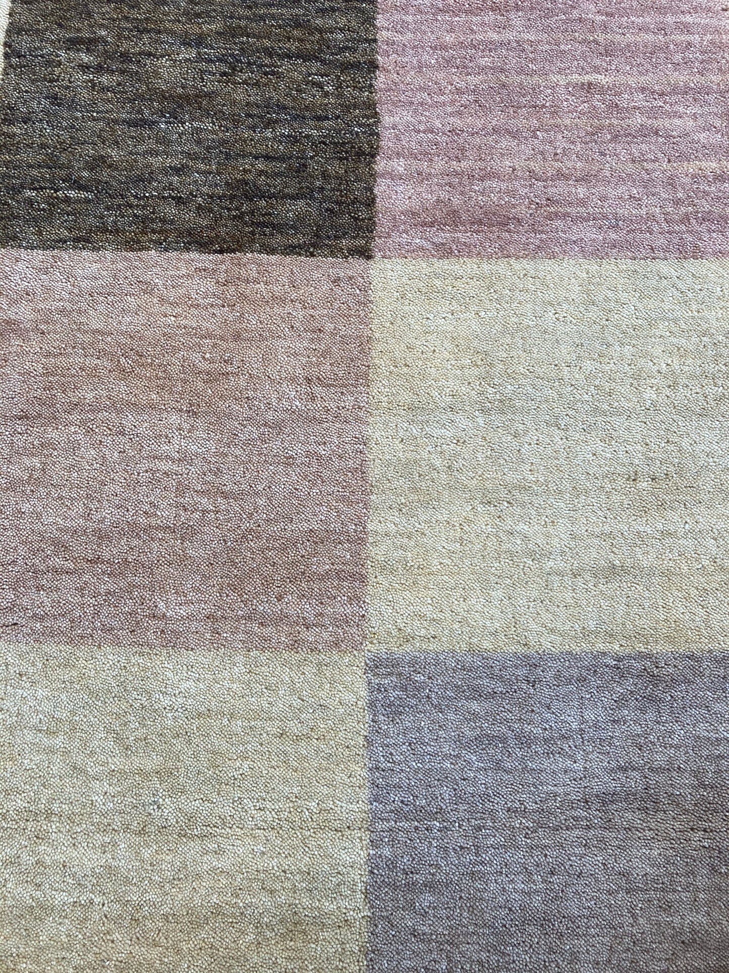 Checked muted multicoloured rug 100% Wool 120 x 180 cm
