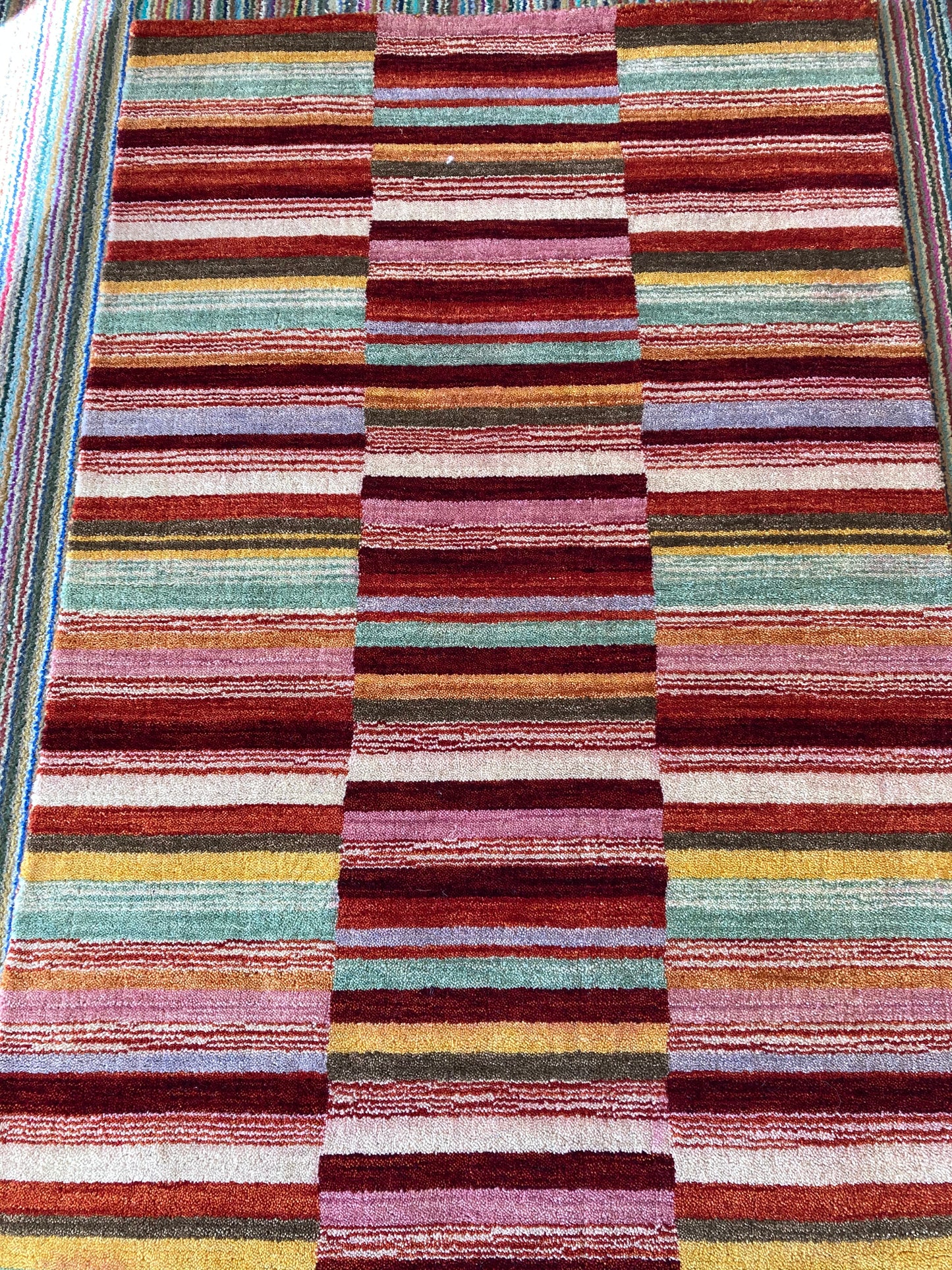 Bold Striped 100% Wool Rug 150 x 90 cm
