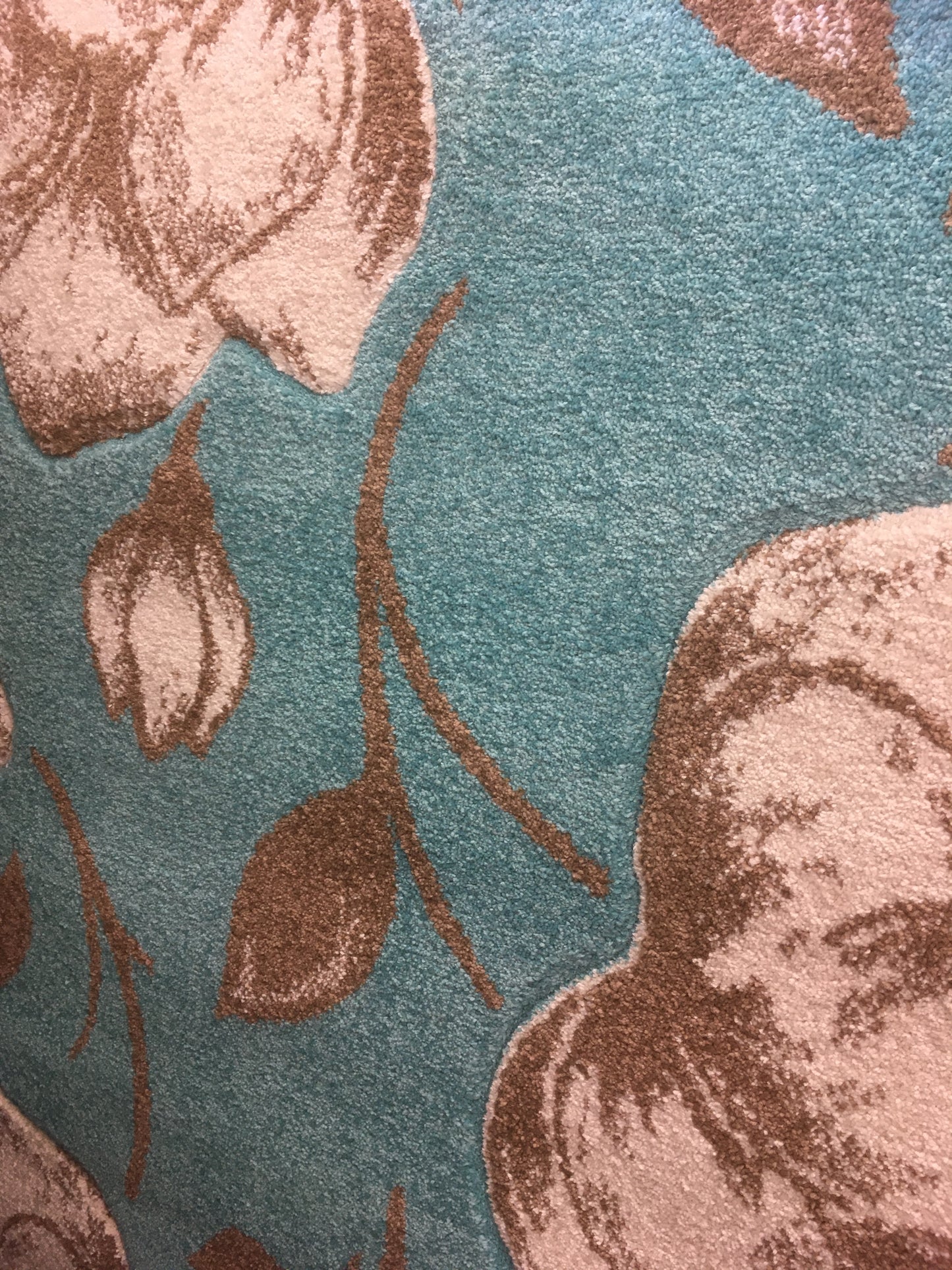 Blue Flower Patterned Manmade 120 x 180 cm