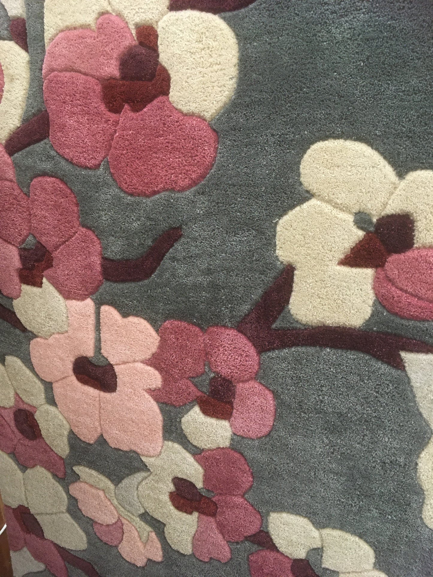 Pink/Grey Floral Man-made 120 x 170 cm