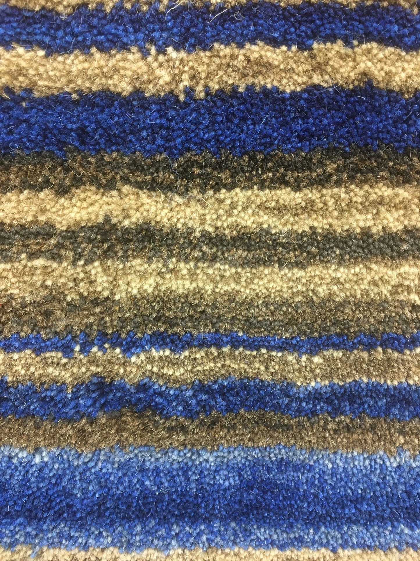 Blue/Grey/Cream 100% Wool Striped 120 x 170 cm