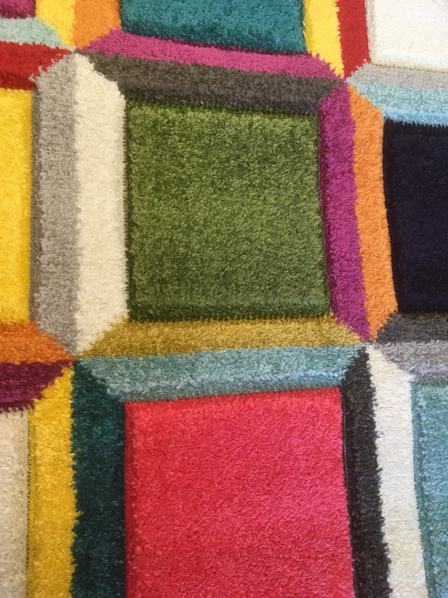 Multi coloured Squares Manmade 120 x 170 cm